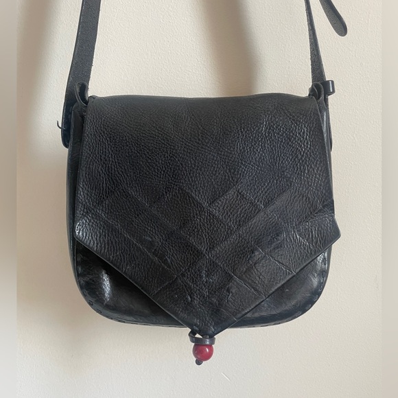Henry Cuir black leather handbag crossbody PLEASE READ purse Italy - Picture 1 of 16